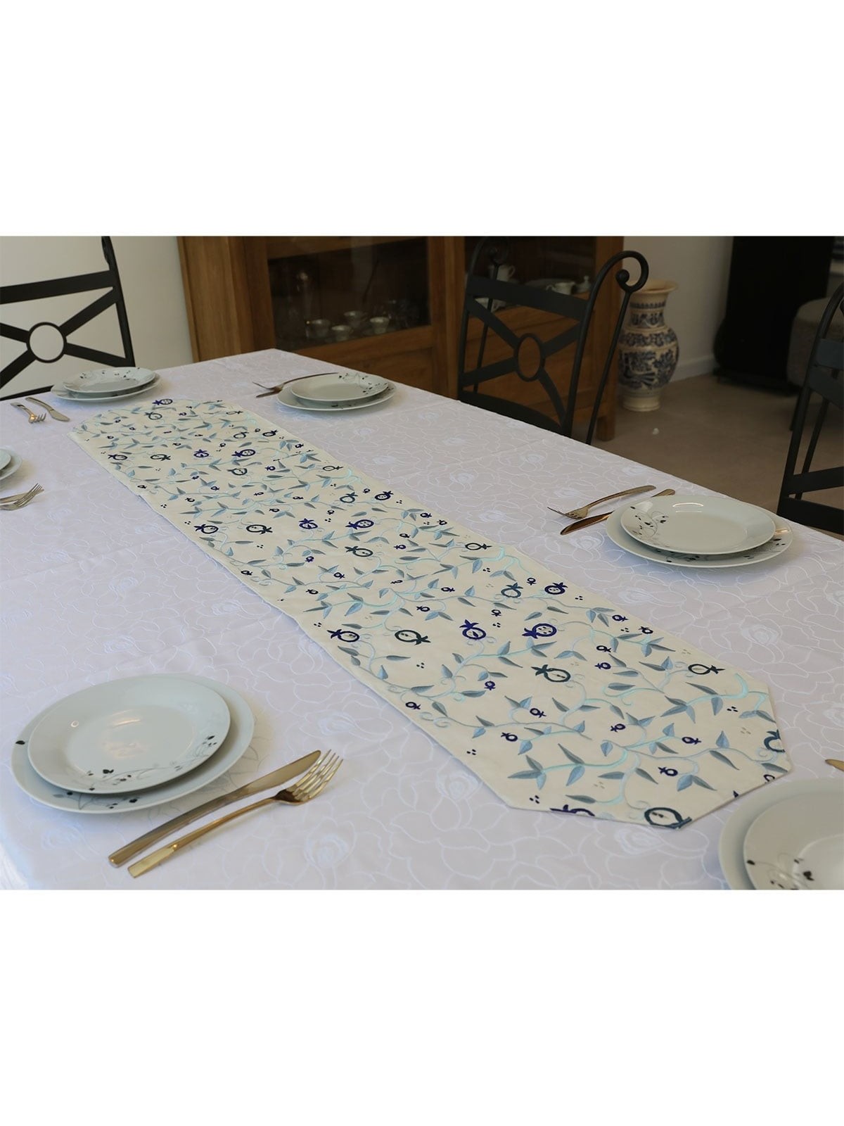 Yair Emanuel Embroidered Pomegranates Runner (Choice of Colors)